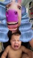 Baby falls victim to hilarious 'horse face' video filter