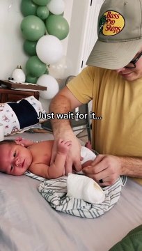 Baby goes to the bathroom right after dad changes diaper
