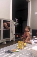 Baby inevitably gets hit in the face by swinging door