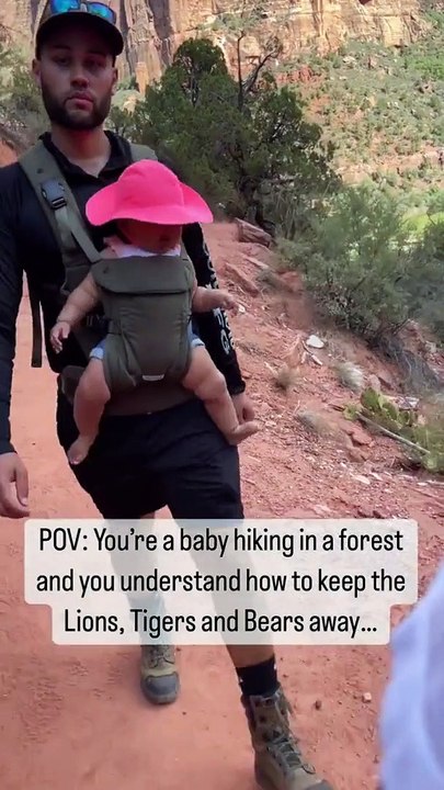 Baby makes the most adorable noise to keep the bears away