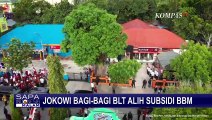 Momen Prabowo Subianto Dampingi Presiden Joko Widodo Bagi-Bagi BLT Alih Subsidi BBM