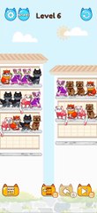 cat color sort puzzle mobile game level 6 - 9