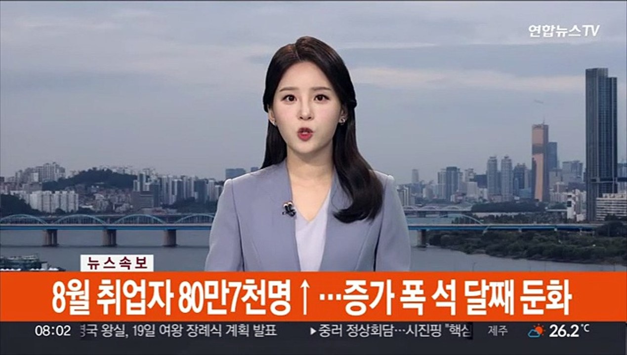[속보] 8월 취업자 80만7천명↑…증가 폭 석 달째 둔화