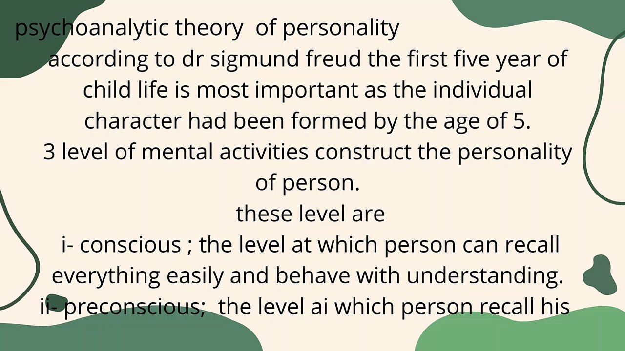 #dailymotion-psychoanalytical theory of personality -structure of personality - ID-ID features