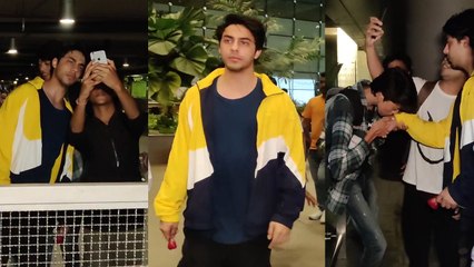 Aryan Khan look cool in dualtoned jacket as he returned Mumbai, poses with fans at the airport