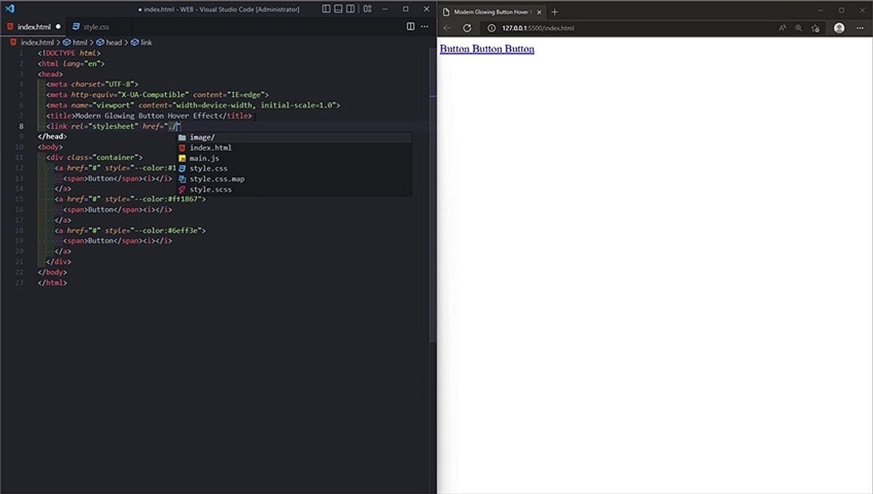 Modern Glowing Button Hover Effect | Using HTML & CSS