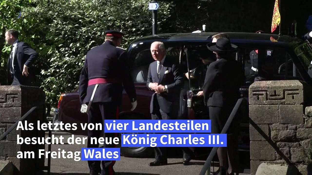 König Charles III. zu Antrittsbesuch in Wales eingetroffen