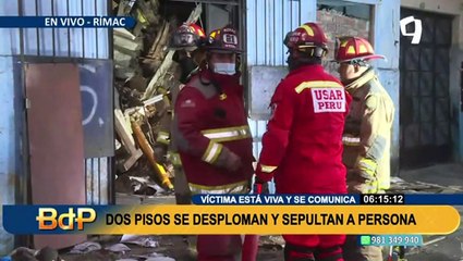 Derrumbe deja una persona atrapada en una antigua construcción en El Rímac