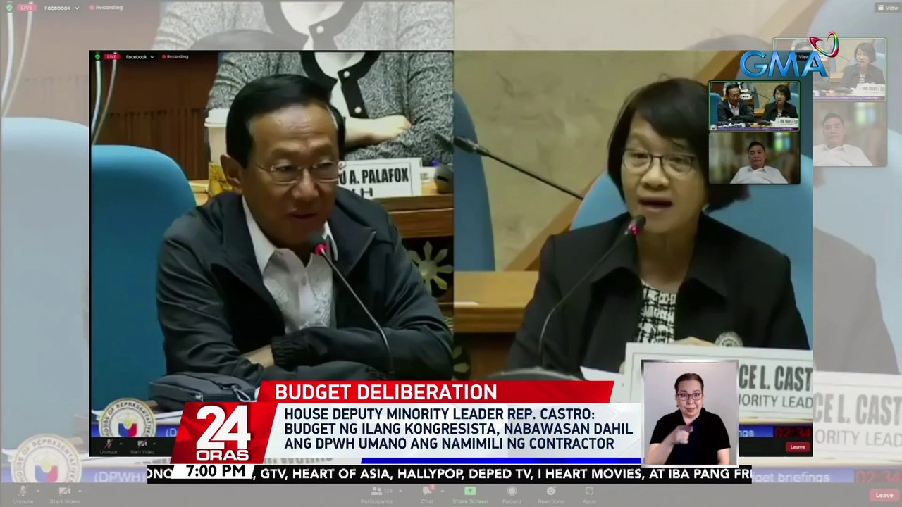 House Deputy Minority Leader Rep. Castro: budget ng ilang kongresista, nabawasan dahil ang DPWH umano ang namimili ng contractor | 24 Oras