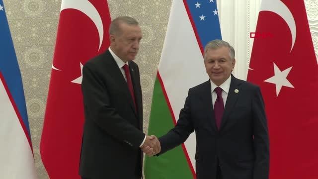Cumhurbaşkanı Erdoğan, Özbekistan Cumhurbaşkanı Mirziyoyev ile görüştü