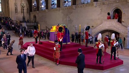 Emotional David Beckham bows head for Queen at her lying-in-state