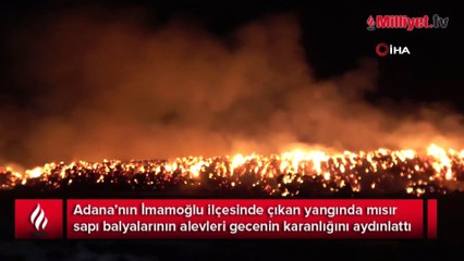 Geceyi alevler aydınlattı, milyonluk balyalar küle döndü