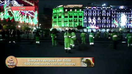Guadalupe es una de las trabajadoras que barre el Zócalo de CDMX después del Grito