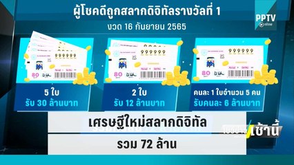 เศรษฐีใหม่สลากดิจิทัลรวม 72 ล้าน | โชว์ข่าวเช้านี้ | 17 ก.ย. 65