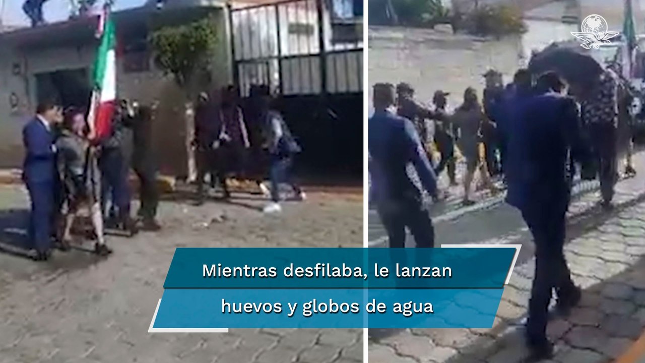 Lanzan huevos y globos de agua a alcaldesa de Morena durante desfile militar