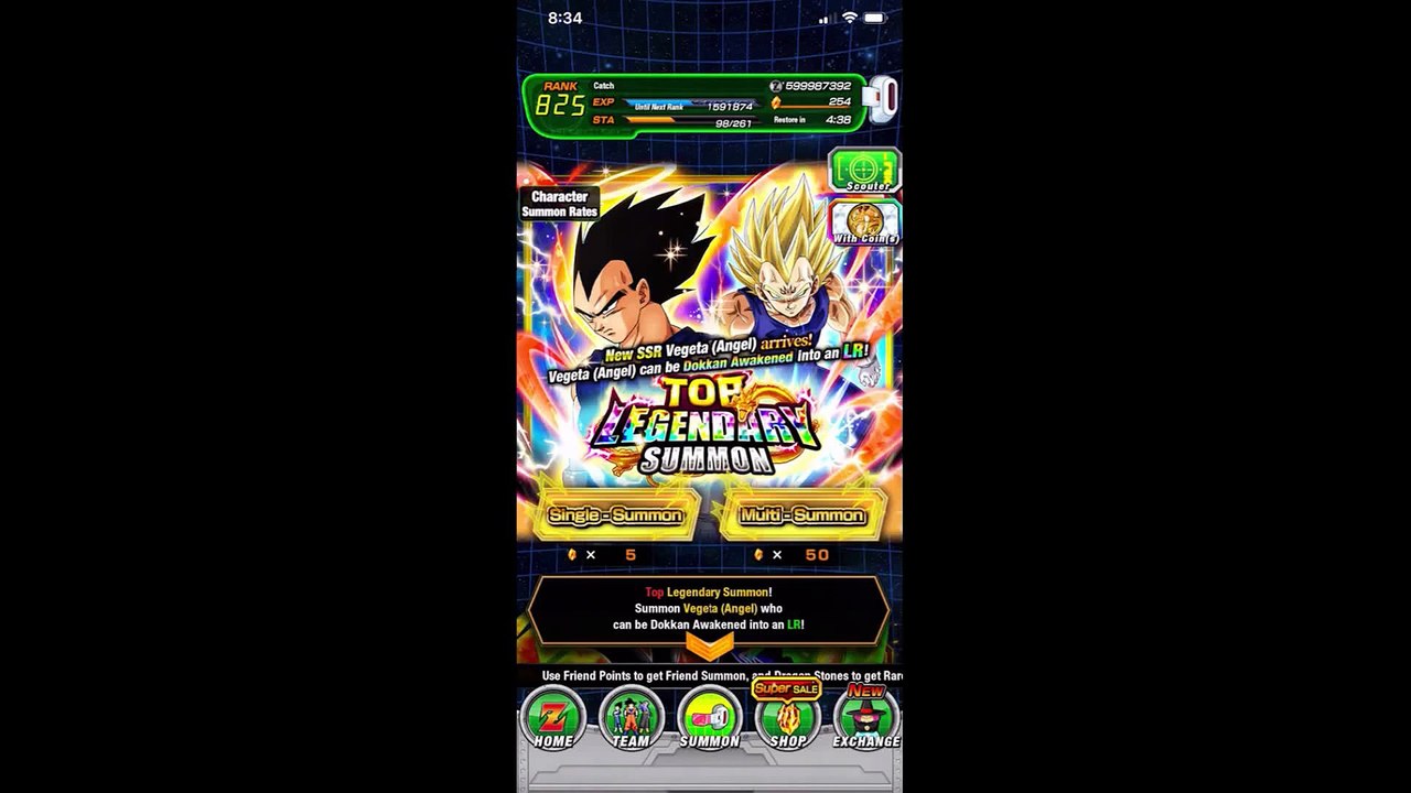 DBZ Dokkan Battle Angel Vegeta TOP legendary summons