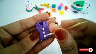 DIY How to Make Polymer Clay Miniature Sewing Machine Set - Sewing Tools and Accessories - Miniature