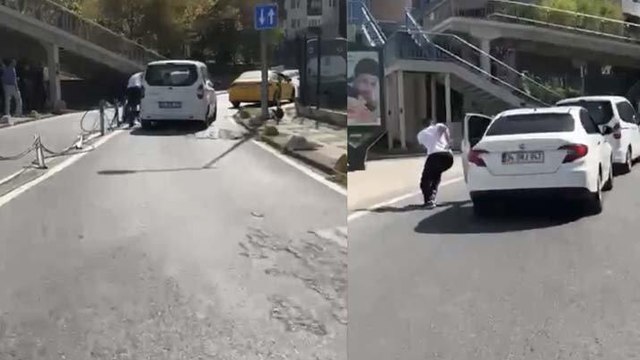 İstanbul’da trafik kavgası: Peşinden koştu defalarca camı yumrukladı