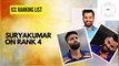 Latest icc T20 ranking ,Icc ranking list, suryakumar yadav in rank 4 , icc T20 ranking,