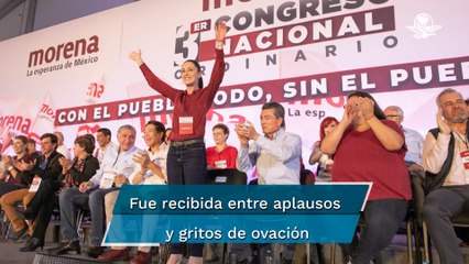 Video herunterladen: Claudia Sheinbaum es recibida con gritos de” presidenta, presidenta” en Congreso de Morena