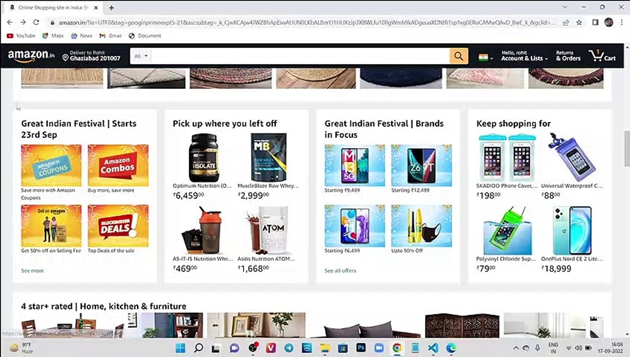 how to make same Amazon website with the help od html & css