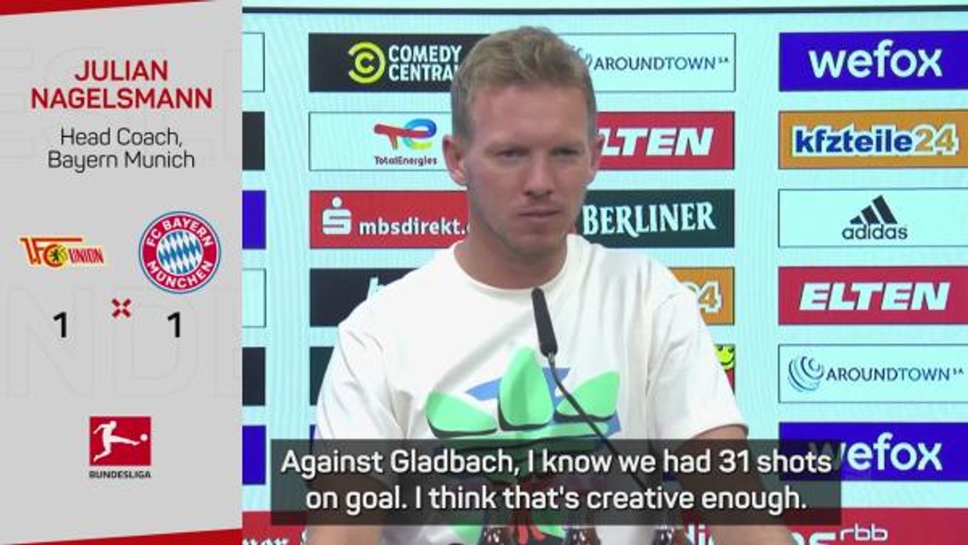 Sweary Nagelsmann not concerned about Bayern creativity