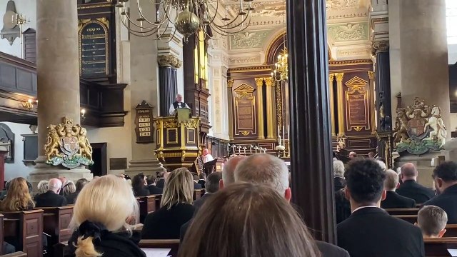 Right Reverend Andrew Proud, assistant bishop of Peterborough, speaks at the remembrance service for Queen Elizabeth II at All Saints Church