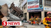 Strong earthquake hits southern Taiwan, building collapses and train carriages derailed