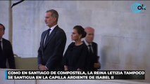 Como en Santiago de Compostela, la Reina Letizia tampoco se santigua en la capilla ardiente de Isabel II