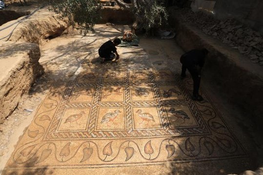 Filistinli çiftçi, Gazze'deki tarlasında Bizans dönemine ait mozaik keşfetti (1)
