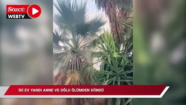 İki ev yandı anne ve oğlu ölümden döndü