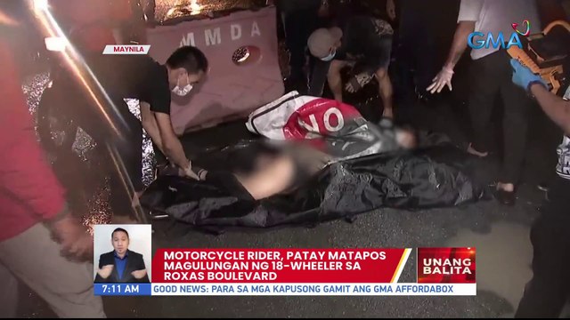 Motorcycle rider, patay matapos magulungan ng 18-wheeler sa Roxas Blvd. | UB
