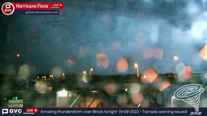 Amazing thunderstorm over Illinois tonight 19-09-2022 - Tornado warning issued