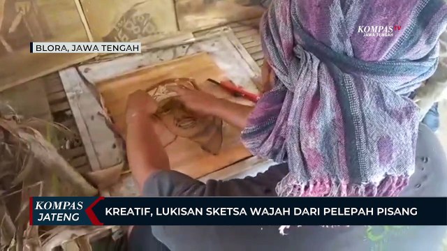 Kreatif, Lukisan Sketsa Wajah dari Pelepah Pisang