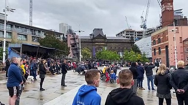 Mourners in Millennium Square honour two-minute silence as the Queen's funeral ends