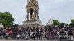 Mourners in Hyde Park wait to see Queen Elizabeth II's procession