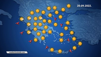 Η πρόγνωση του καιρού για την Τρίτη 20-09-2022