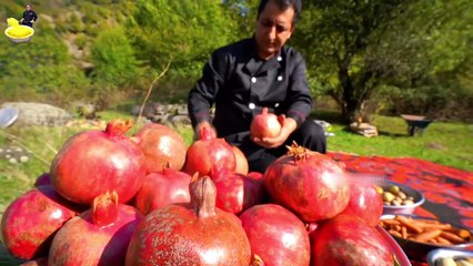 Pomegranate seeds salad recipe with green and potatoes | Wilderness Cooking Recipes