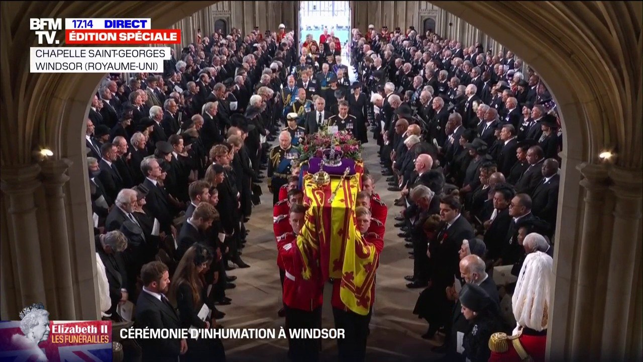 Funérailles d'Elizabeth II: le cercueil entre dans la chapelle Saint-Georges à Windsor