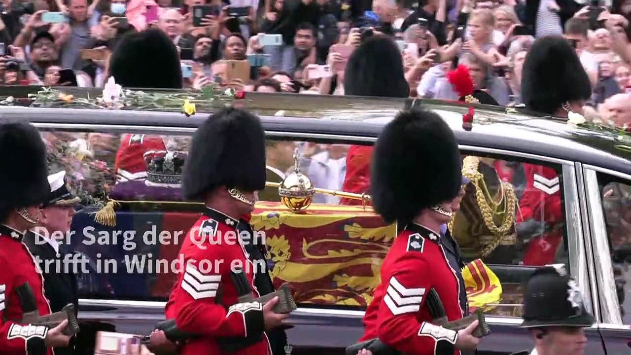 Sarg der queen auf schloss windsor eingetroffen