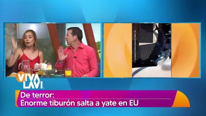 ¡De terror! Tiburón salta directo a yate de pesca
