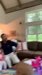 Ecstatic 5-year-old reacts to seeing her dad on the news