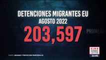 Durante agosto fueron detenidos 203 mil 597 migrantes en EU