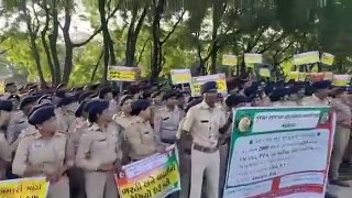 Gujarat police is on strike against BJP government