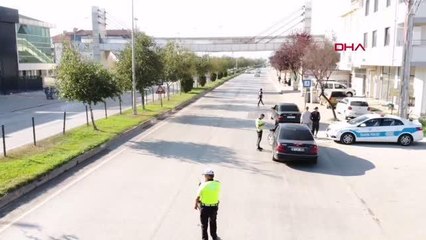 İNEGÖL'DE, DRONLU DENETİMDE 16 SÜRÜCÜYE KIRMIZI IŞIK CEZASI