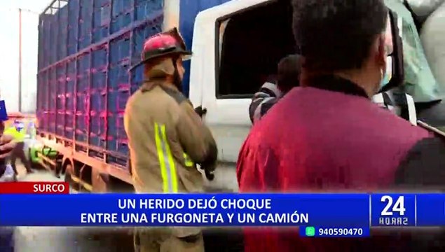 Un herido tras choque entre furgoneta y camión: uno de los choferes se habría quedado dormido