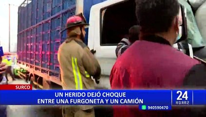 Un herido tras choque entre furgoneta y camión: uno de los choferes se habría quedado dormido