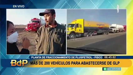 Planta de Pluspetrol en Pisco: más de 200 camiones cisterna esperan para abastecerse de GLP