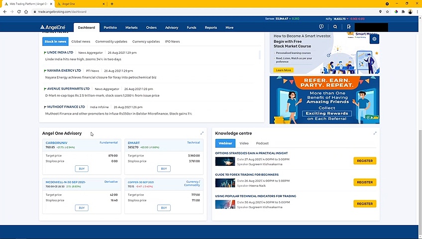 ANGEL ONE’S NEW TRADING WEBSITE