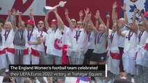 England lift Euro 2022 trophy at Trafalgar Square